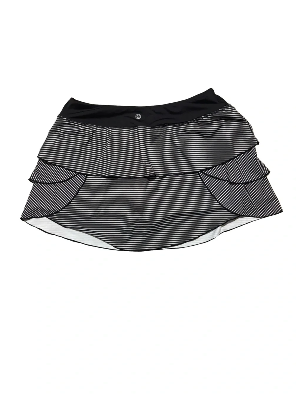 Kyodan Black & White Striped Tiered Skater Tennis Athletic Skort Skirt Medium